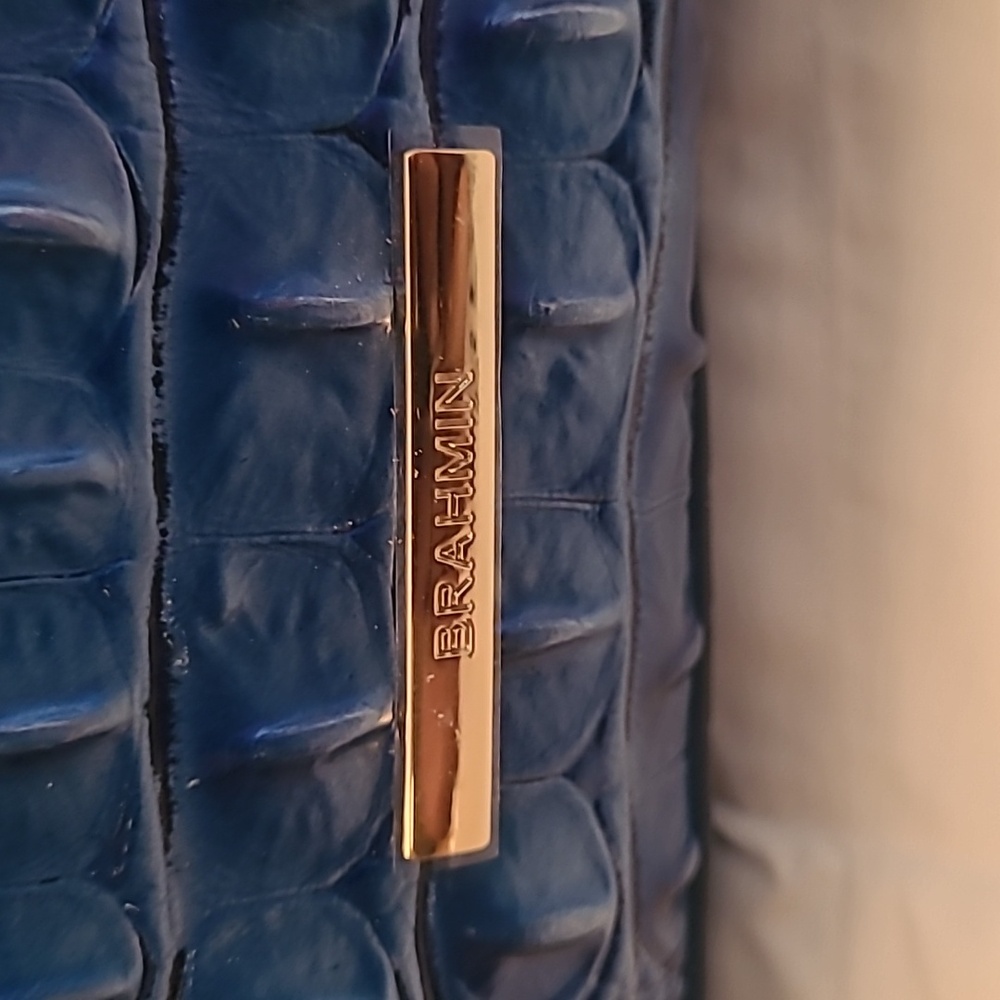 Brahmin Metallic Cobalt Croc-Embossed Crossbody Bag - Picture 3 of 8